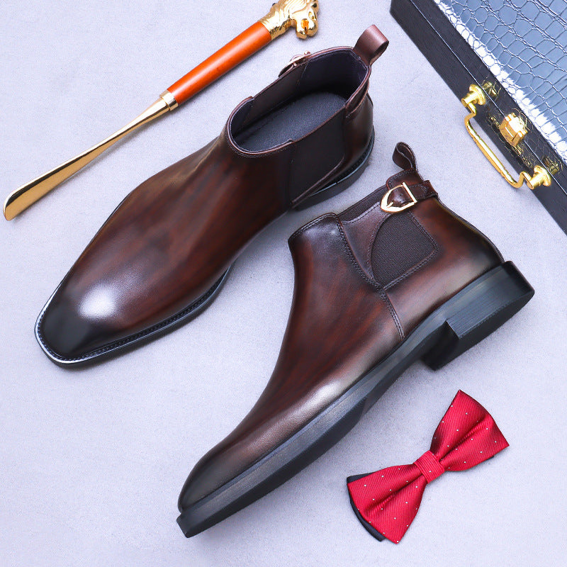 Men's Chelsea boots made of genuine cowhide, business style