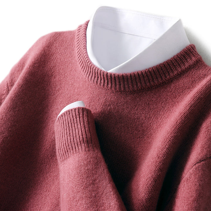 Men's wool sweater, stand-up collar, business style