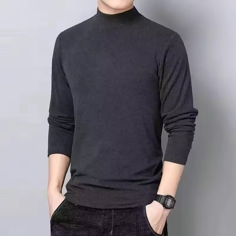 Men's long sleeve shirt with stand-up collar, padded