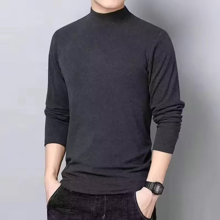 Men's long sleeve shirt with stand-up collar, padded