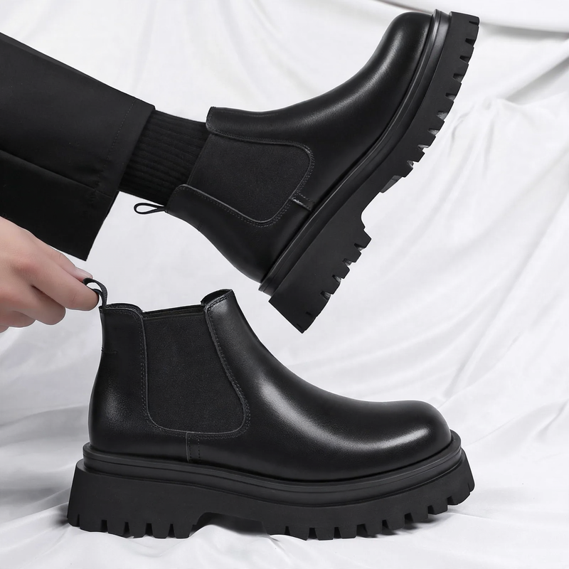 Men's platform boots with inner sole elevation