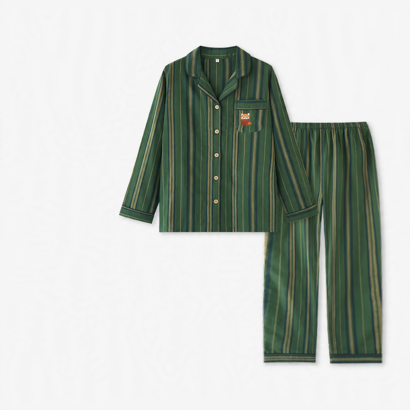 Cotton pajama set for couples, striped