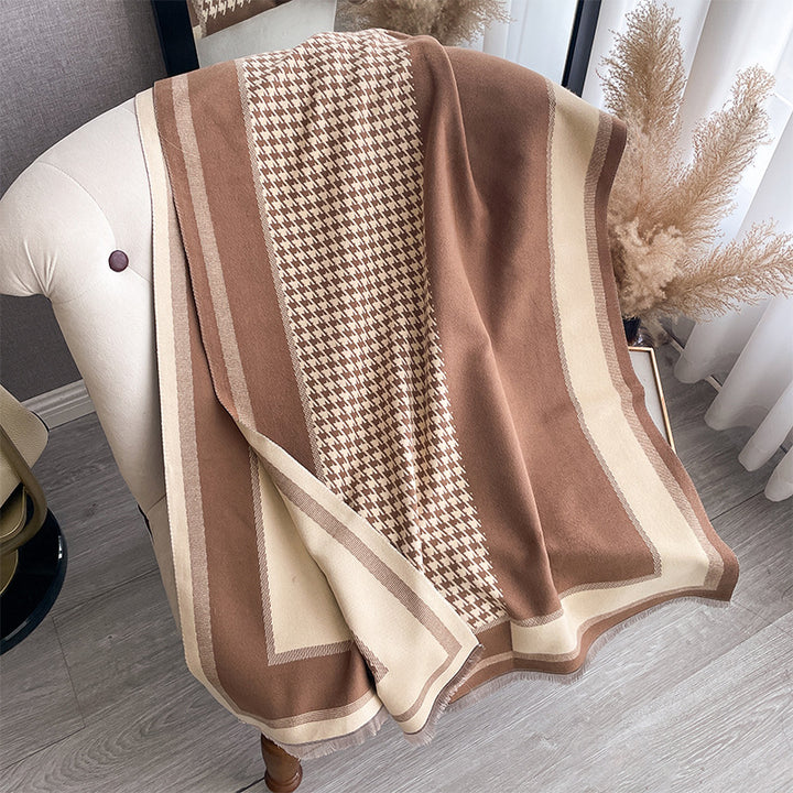 Jacquard scarf with landscape motif, art cashmere, 180x65 cm