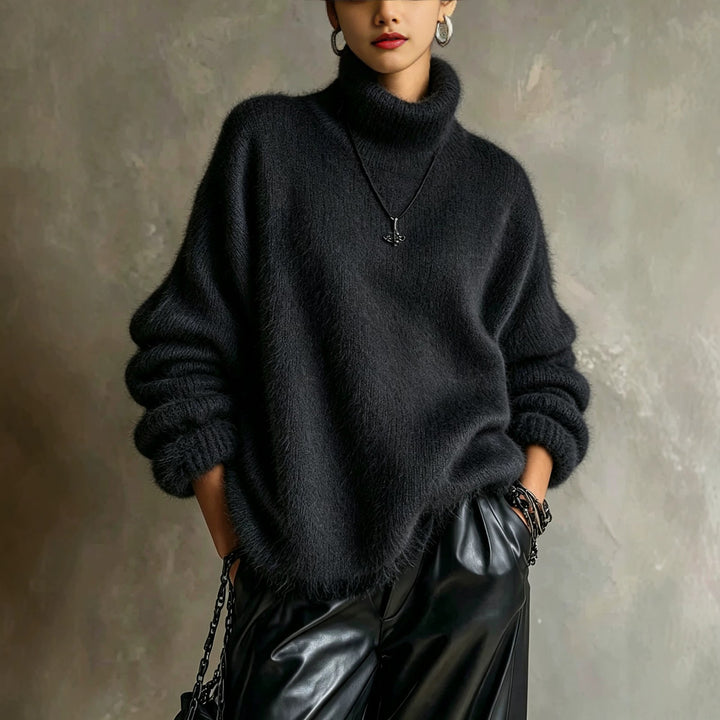 Fluffy turtleneck sweater