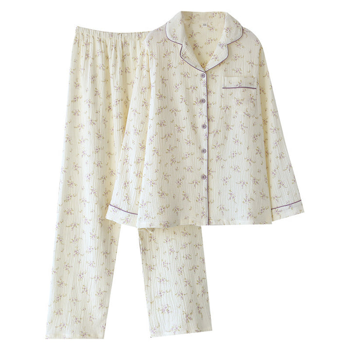 Women's Pajama Set, Cotton, Long Sleeve, with Lapel
