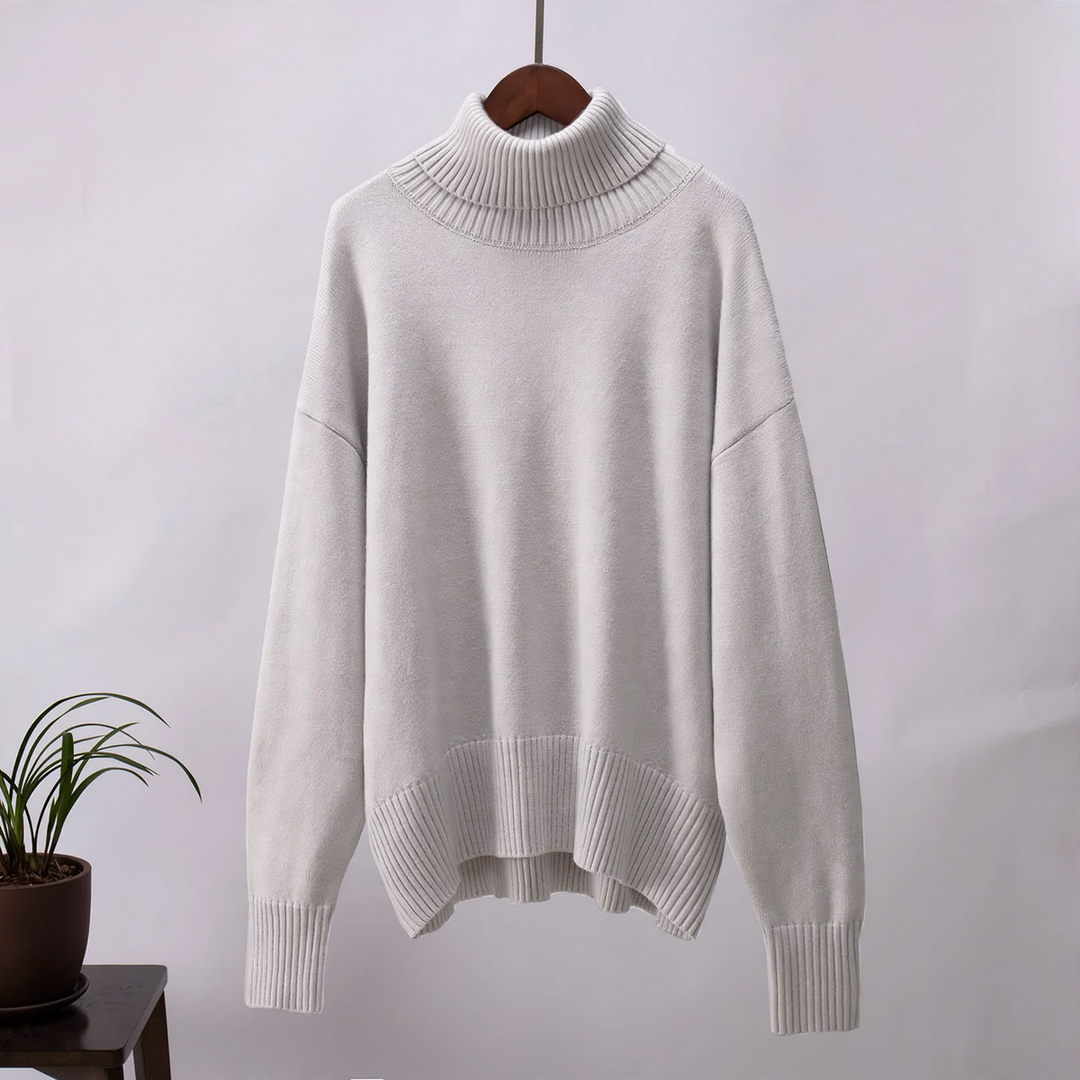 More elegant, loose women's turtleneck sweater