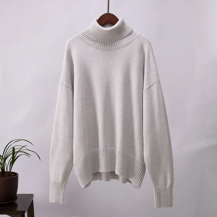 More elegant, loose women's turtleneck sweater