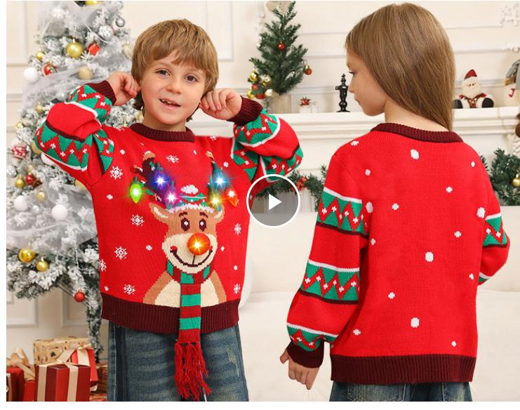 Christmas knitted sweater with jacquard pattern