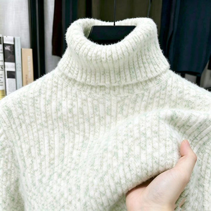 Men's turtleneck sweater with wool content and lining