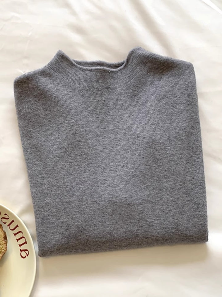 Ladies knit pullover, standing collar, soft