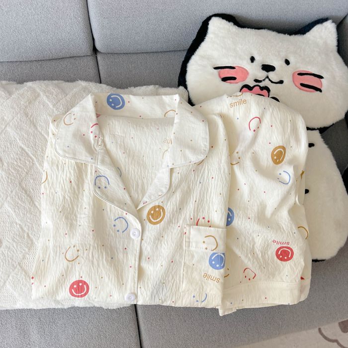 Women's Pajama Set with Lapel Collar, Long Sleeve