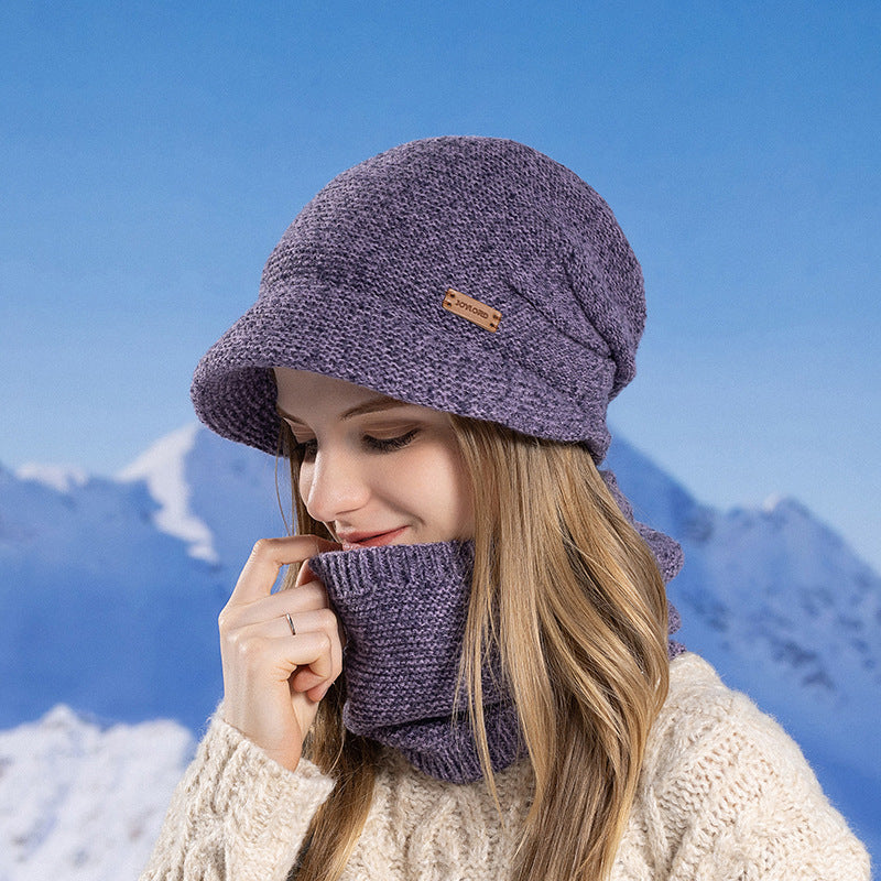 Knitted hat and scarf set with lining