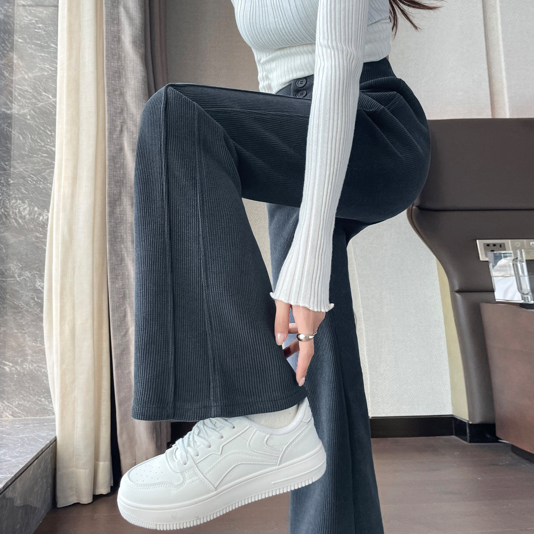 Cord flared trousers for women, lined
