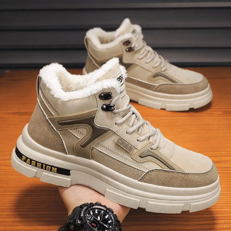 Padded men's winter boots, non-slip sole