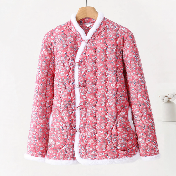 Padded women's quilted jacket in Chinese style with toggle buttons