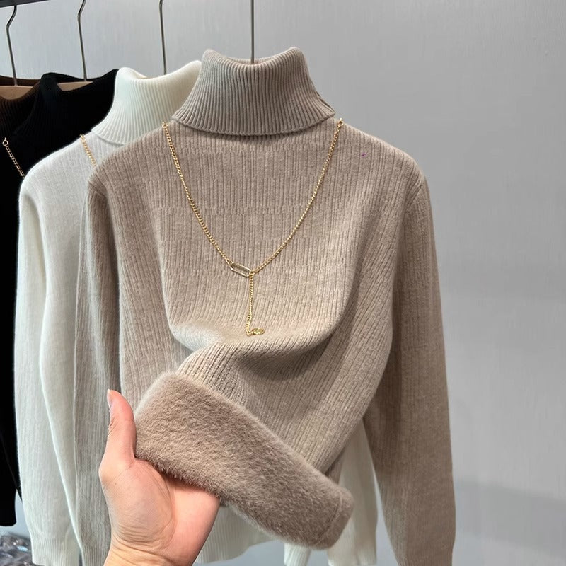Women's base layer pullover with fleece lining