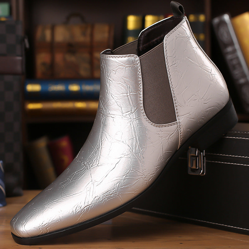 Men's Chelsea Boots, pointed toe, PU leather, flat heel