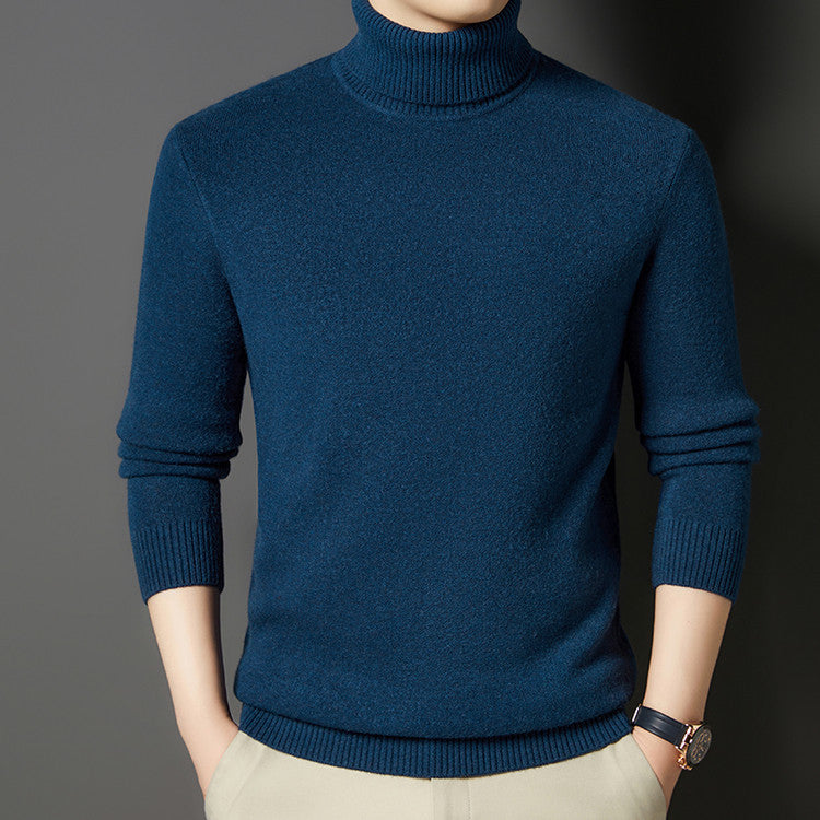 Men's turtleneck sweater with wool content, thick