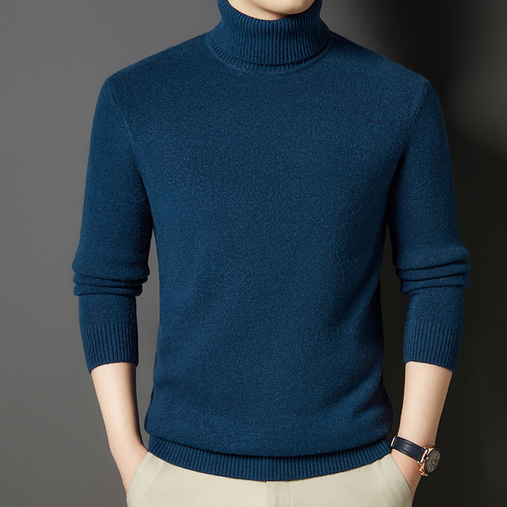 Men's turtleneck sweater with wool content, thick