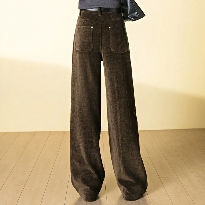 A-line corduroy trousers, high waisted, lined, winter