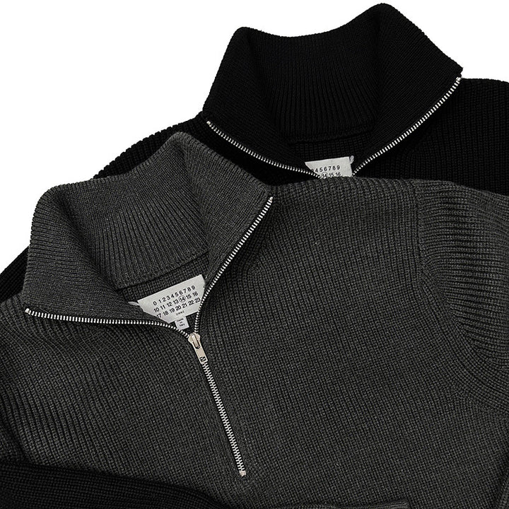 Unisex Knit Sweater, Half-Zip, Wool Blend