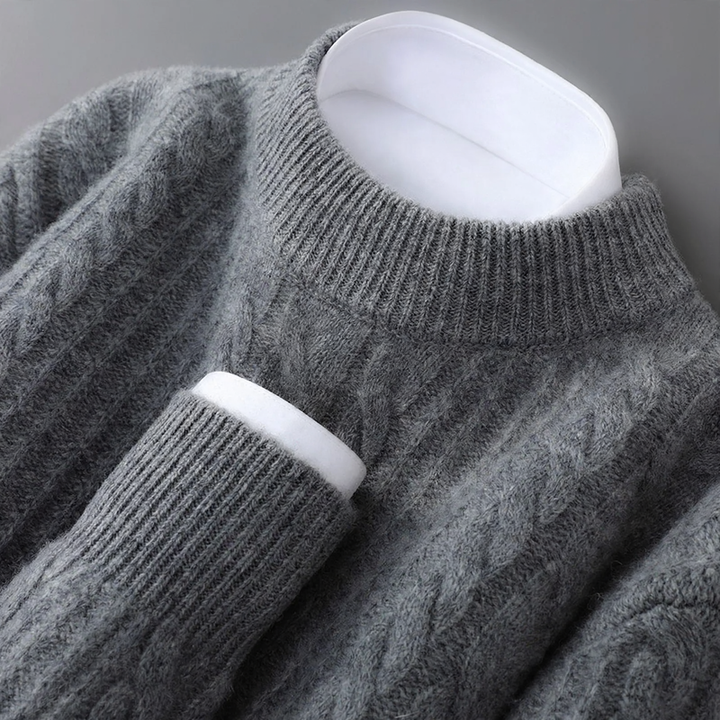 Men's Wool Sweater, 100% Wool, Stand Collar, Loose