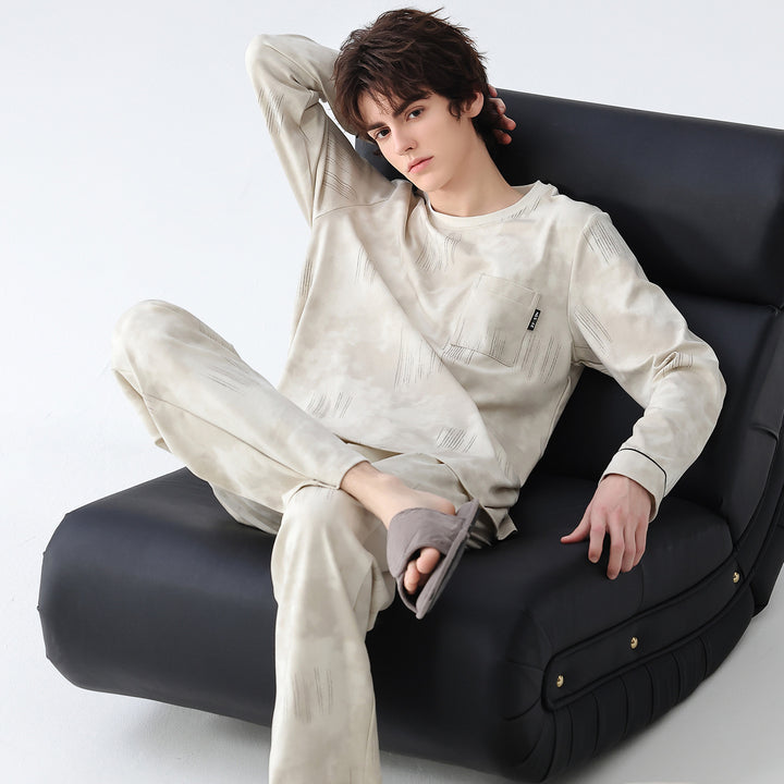 Men's pajama set made from 100% cotton, checkered