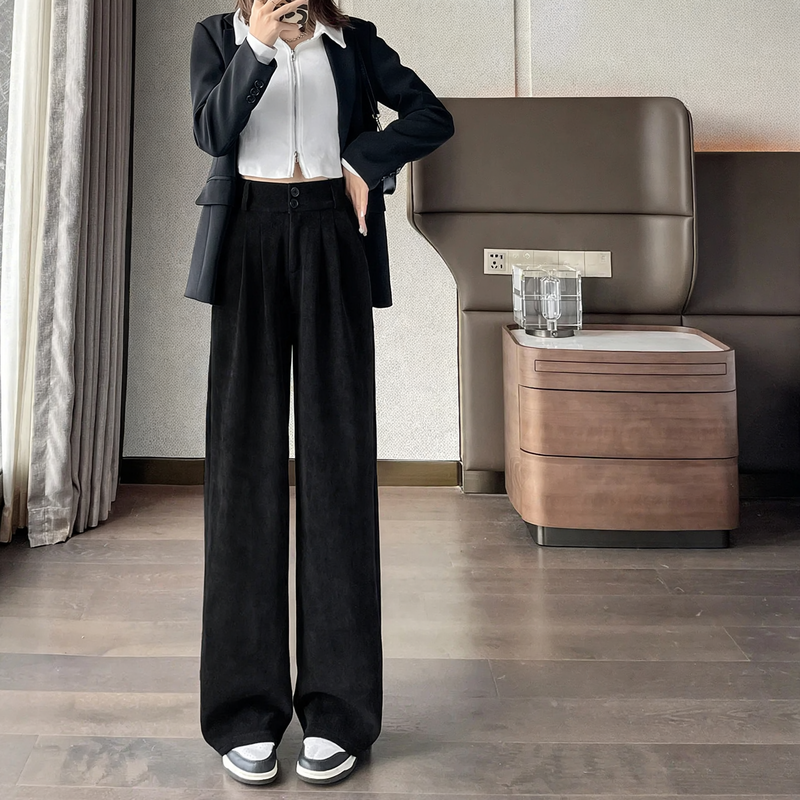 Cord suit trousers for women, lined, straight cut