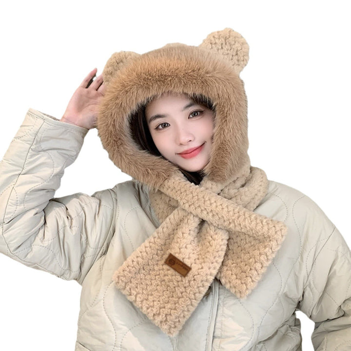 Fluffy hoodie set with bear design