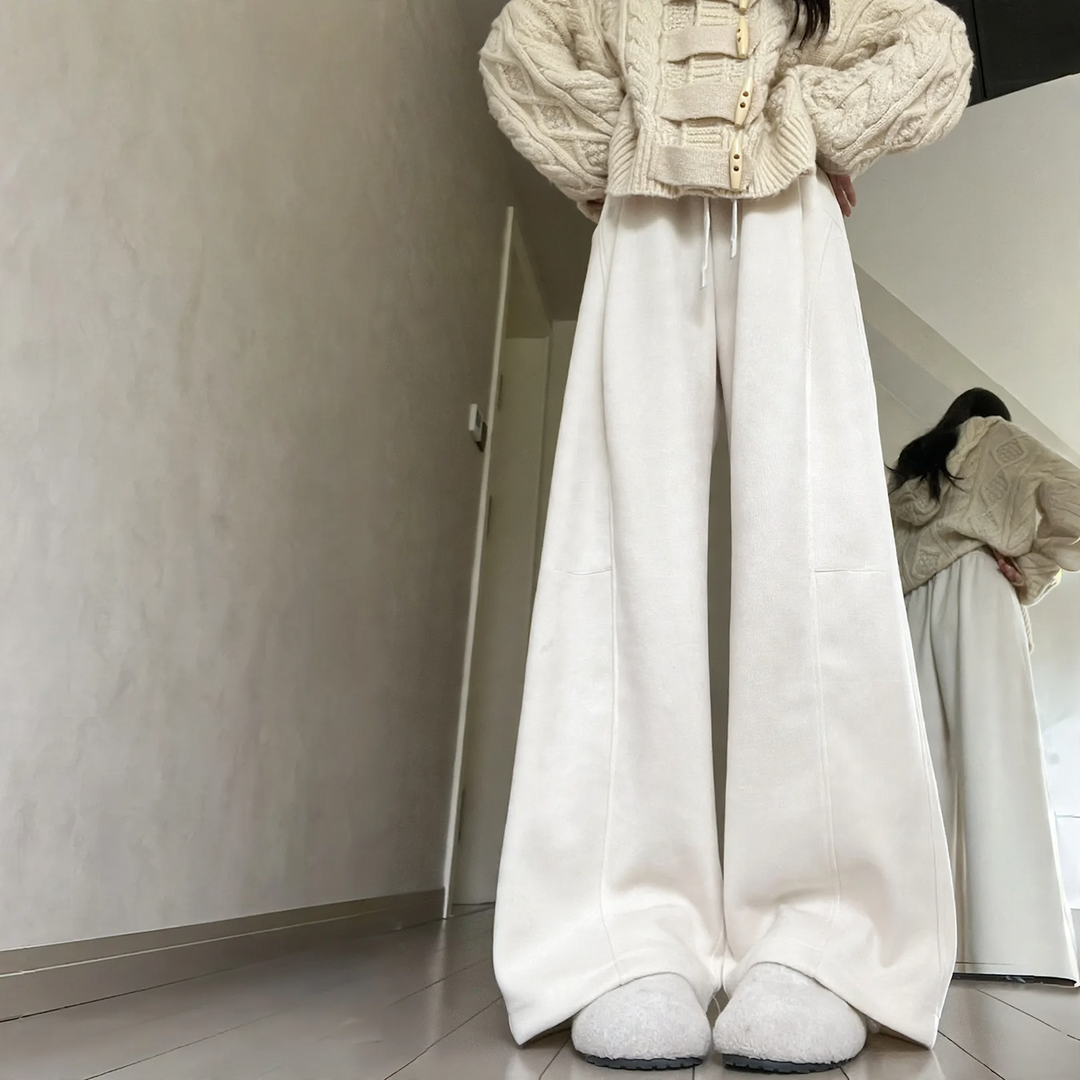 Kord-wide pants for women, high-waisted, lined
