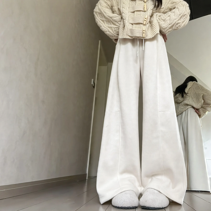 Kord-wide pants for women, high-waisted, lined