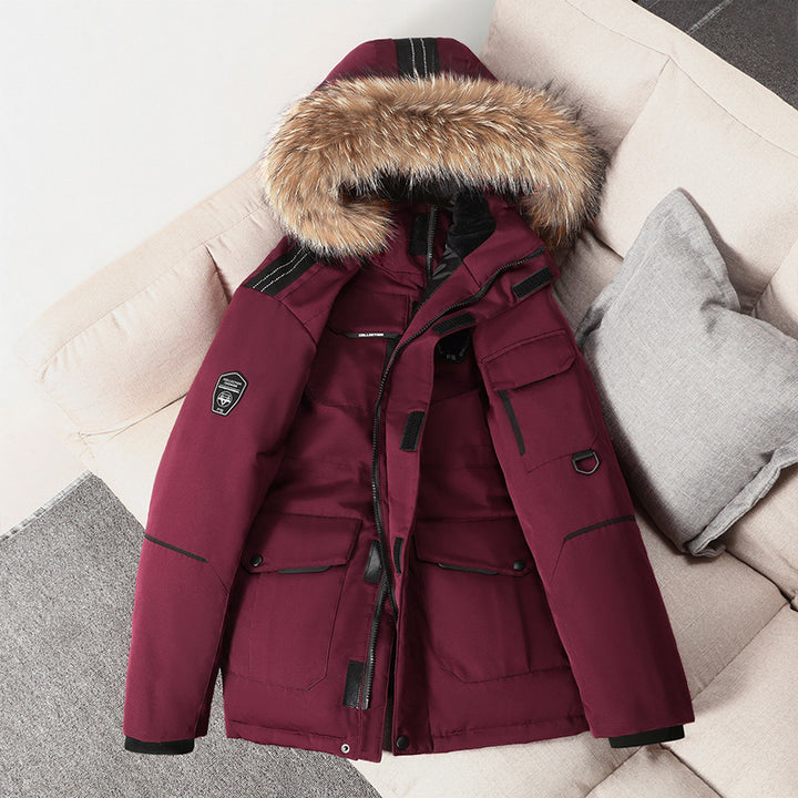 Padded men's down jacket with collar