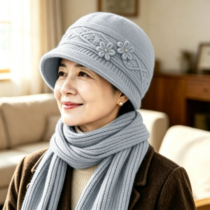 Knit Beanie and Scarf Set for Women