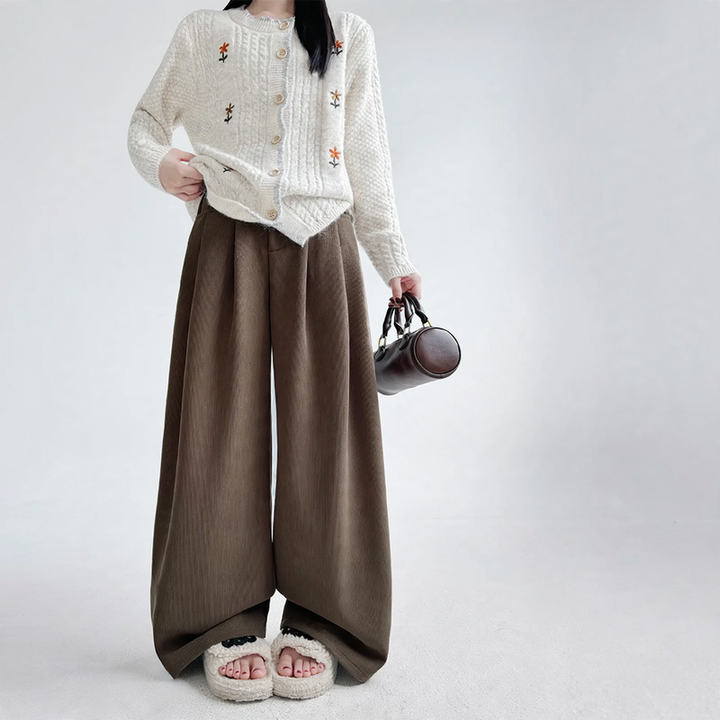 Padded corduroy suit pants with high waist