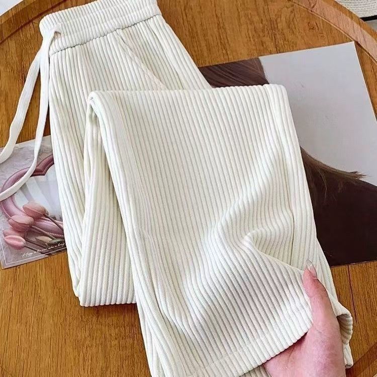 Narrow cord wide pants, lined