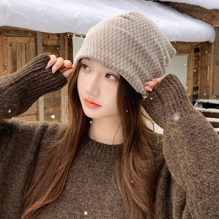 Double-layered hat and scarf set for winter