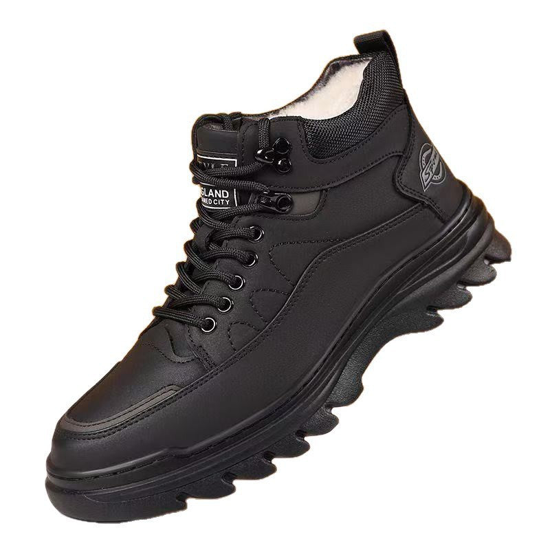 Padded men's winter boots, slip-resistant, warm