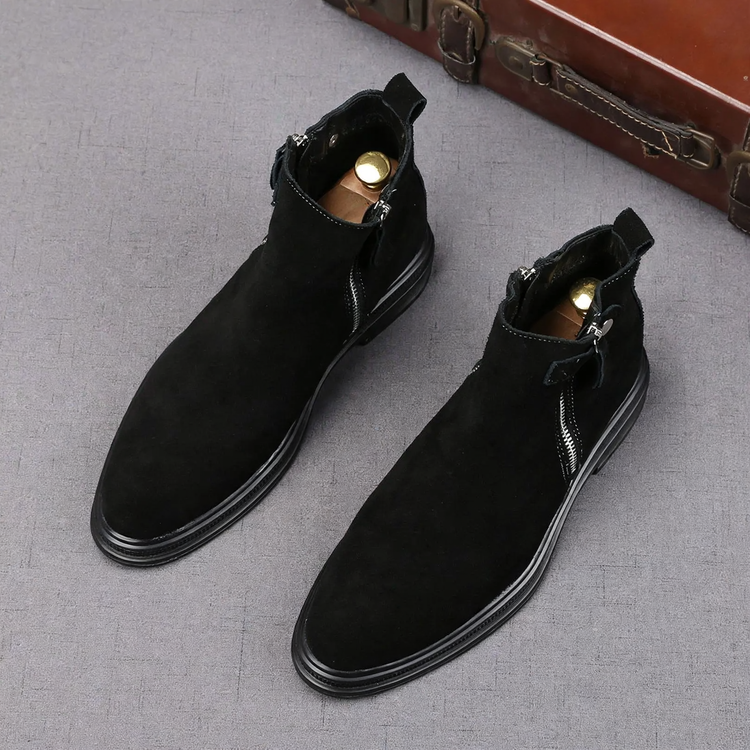 Men's Chelsea boots, suede look, lined
