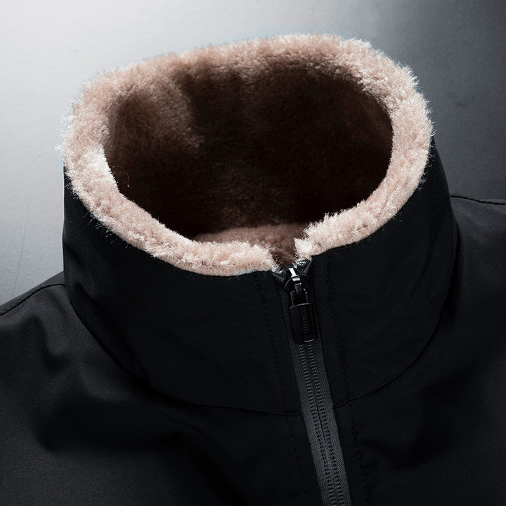 Padded men's winter jacket with stand-up collar