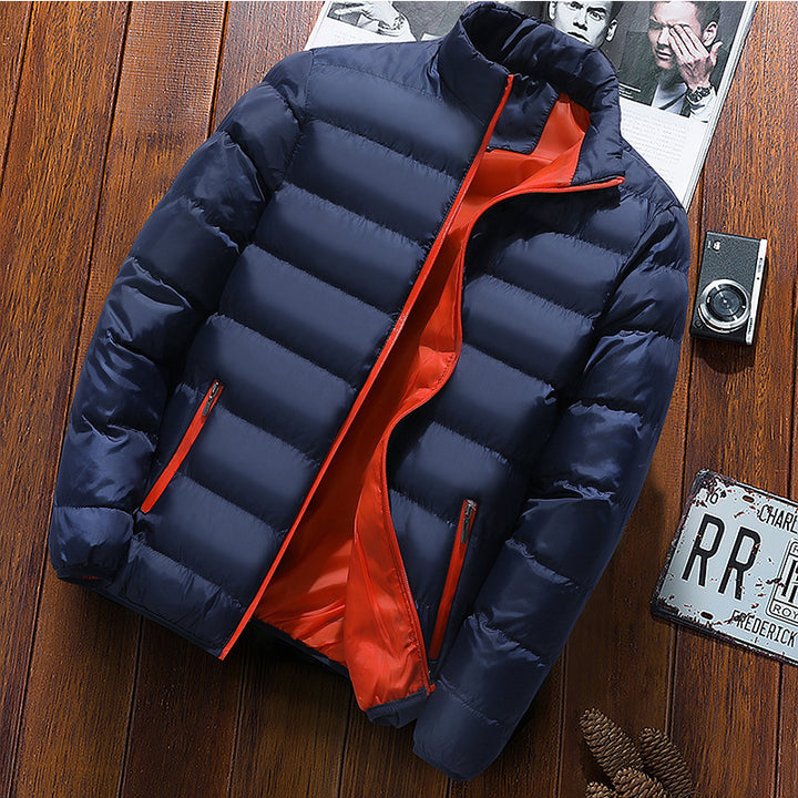 Men's padded jacket, stand-up collar, lined, for sports