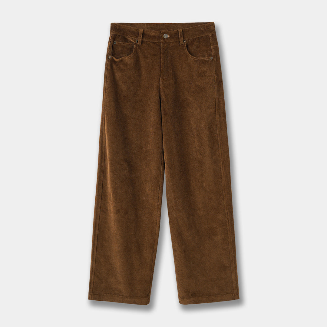 Women's corduroy pants, high-waisted, straight cut