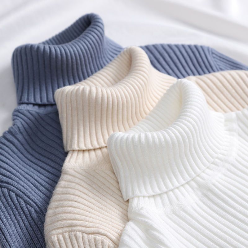 Women's knitted pullover with roll neck, fitted