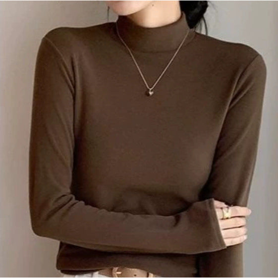Women's thermal undershirt with stand-up collar, lined