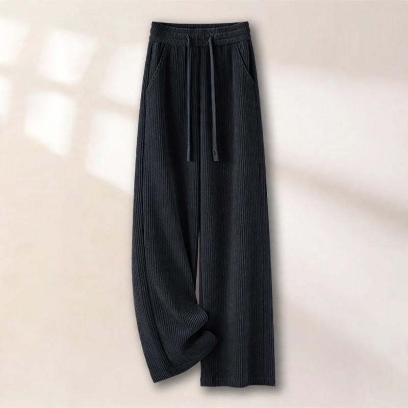 Padded cord wide-leg trousers with a straight cut
