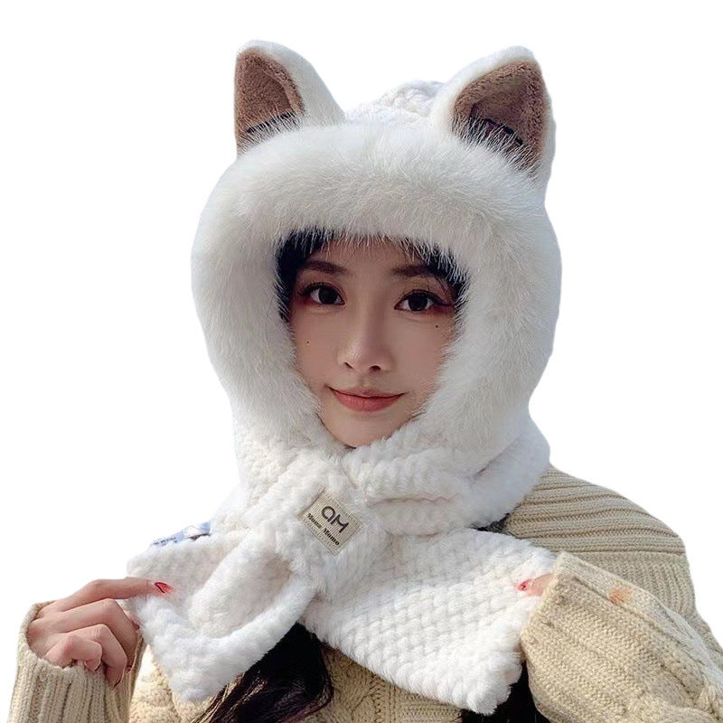 Fleece-lined winter hooded hat with ear protection