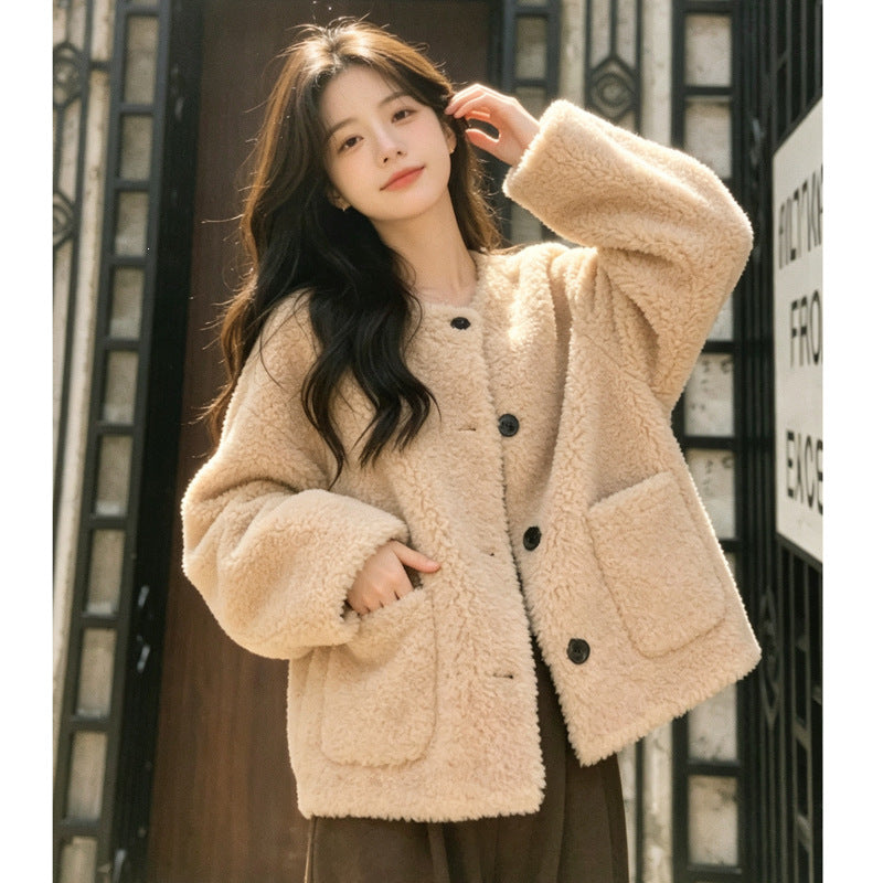 Sheepskin coat, loose, lined