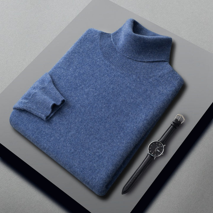 Men's Cashmere Sweater, High Collar, Business Casual
