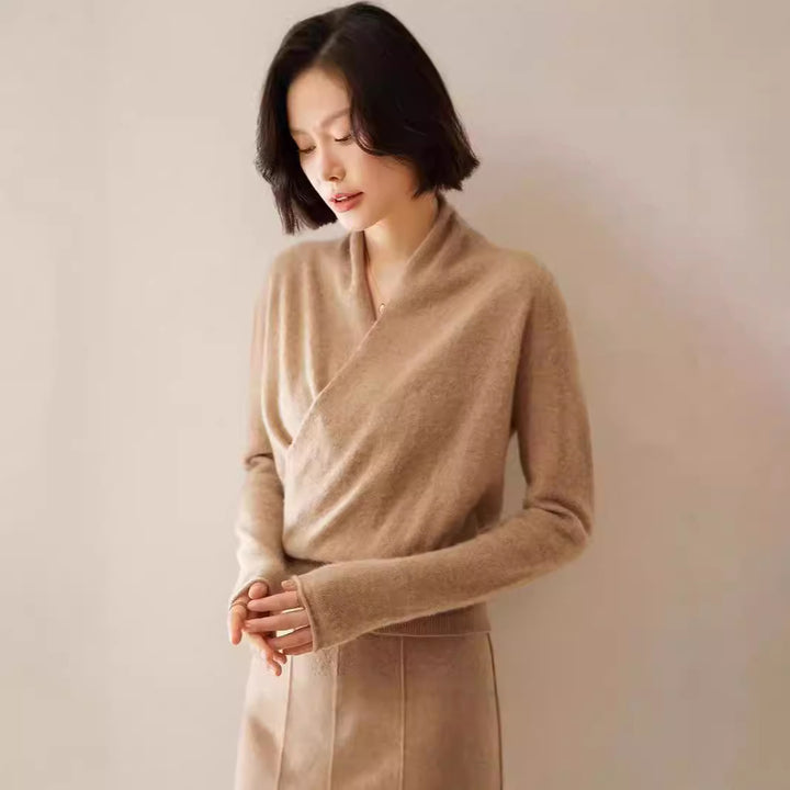 Women's knit sweater with V-neck