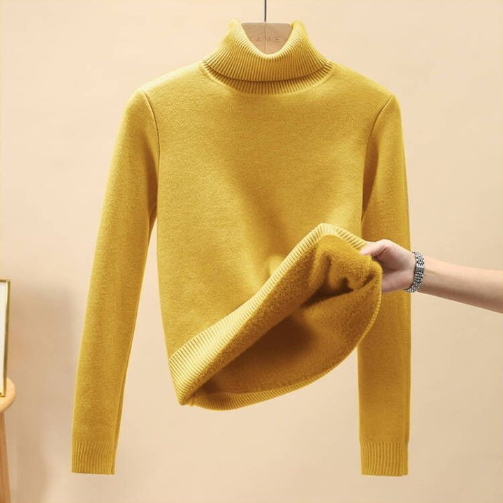 Women's pullover with stand-up collar and fleece lining