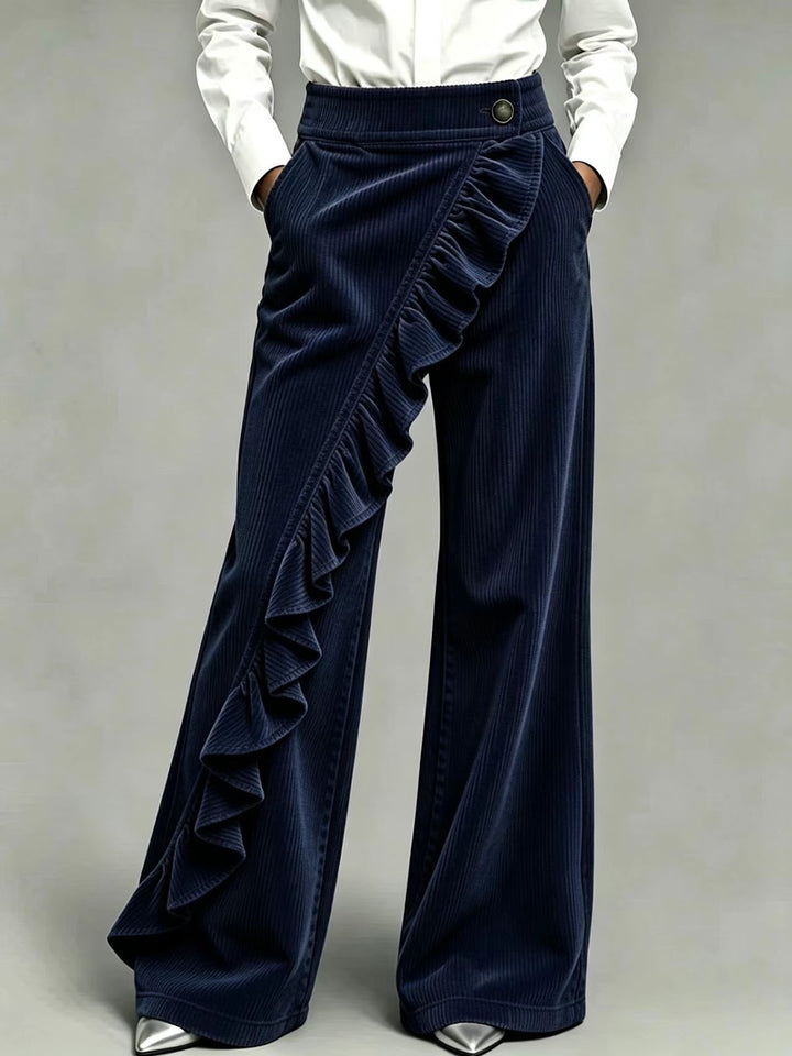 Women's corduroy pants with flared leg and high waistband